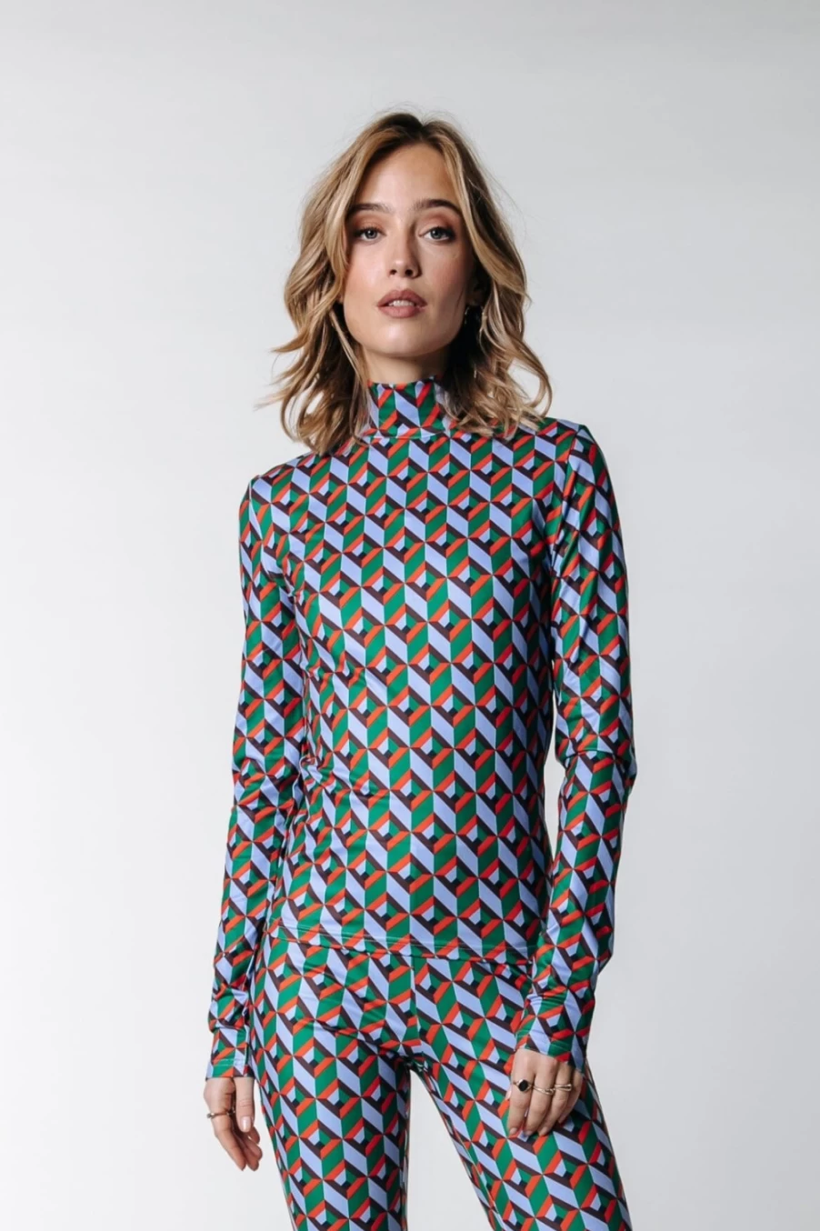 Colourful Rebel Women's Neyo Graphic Peached Turtleneck Top - Multicolor Stylish Comfort