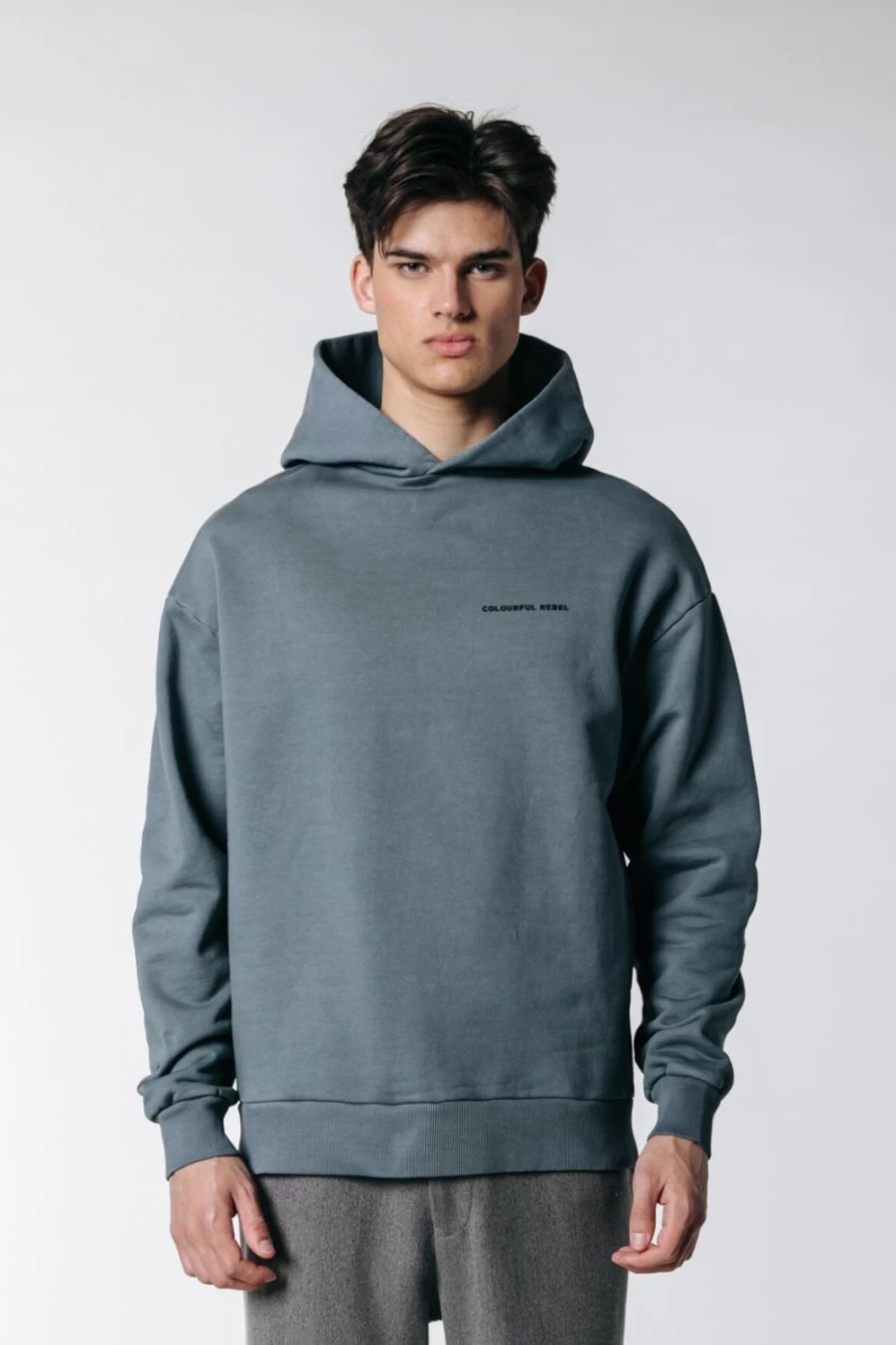 Colourful Rebel Men's Eco-Friendly Dark Grey Hoodie | Sustainable Mother Nature Clean Sweatshirt