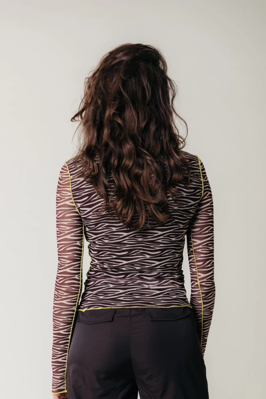 Colourful Rebel Women's Neyo Zebra Mesh Top in Dark Brown - Stylish Animal Print Blouse