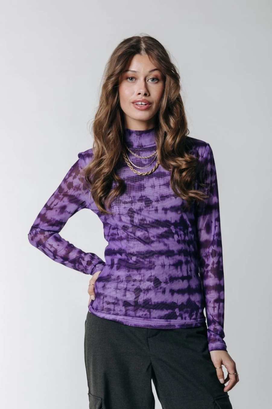 Colourful Rebel Women's Neyo Mesh Top in Light Lilac | Stylish Breathable Summer Blouse
