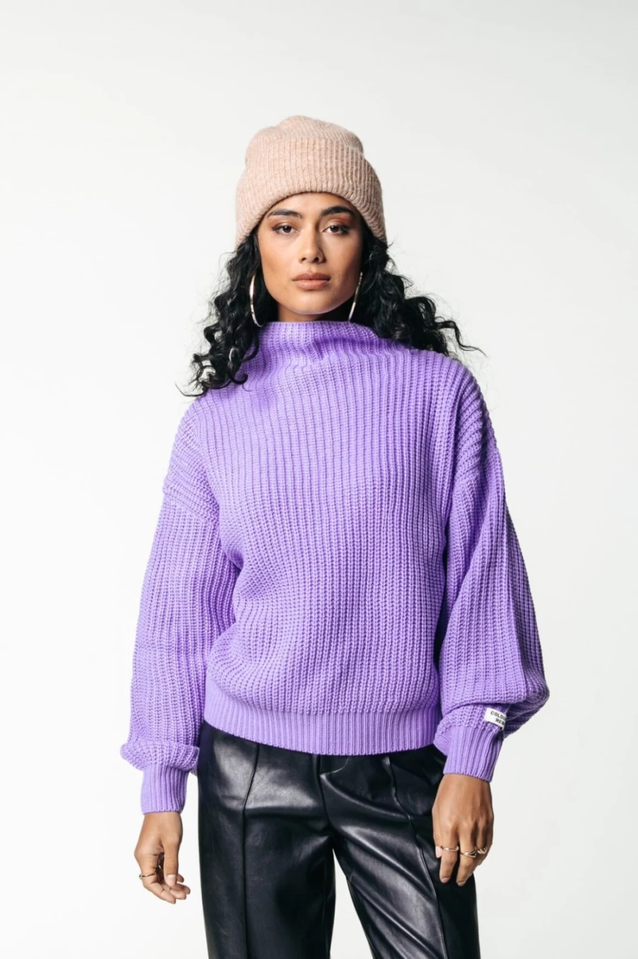 Colourful Rebel Women's Lilac Vicca Knitted Sweater | Soft Comfortable Pullover