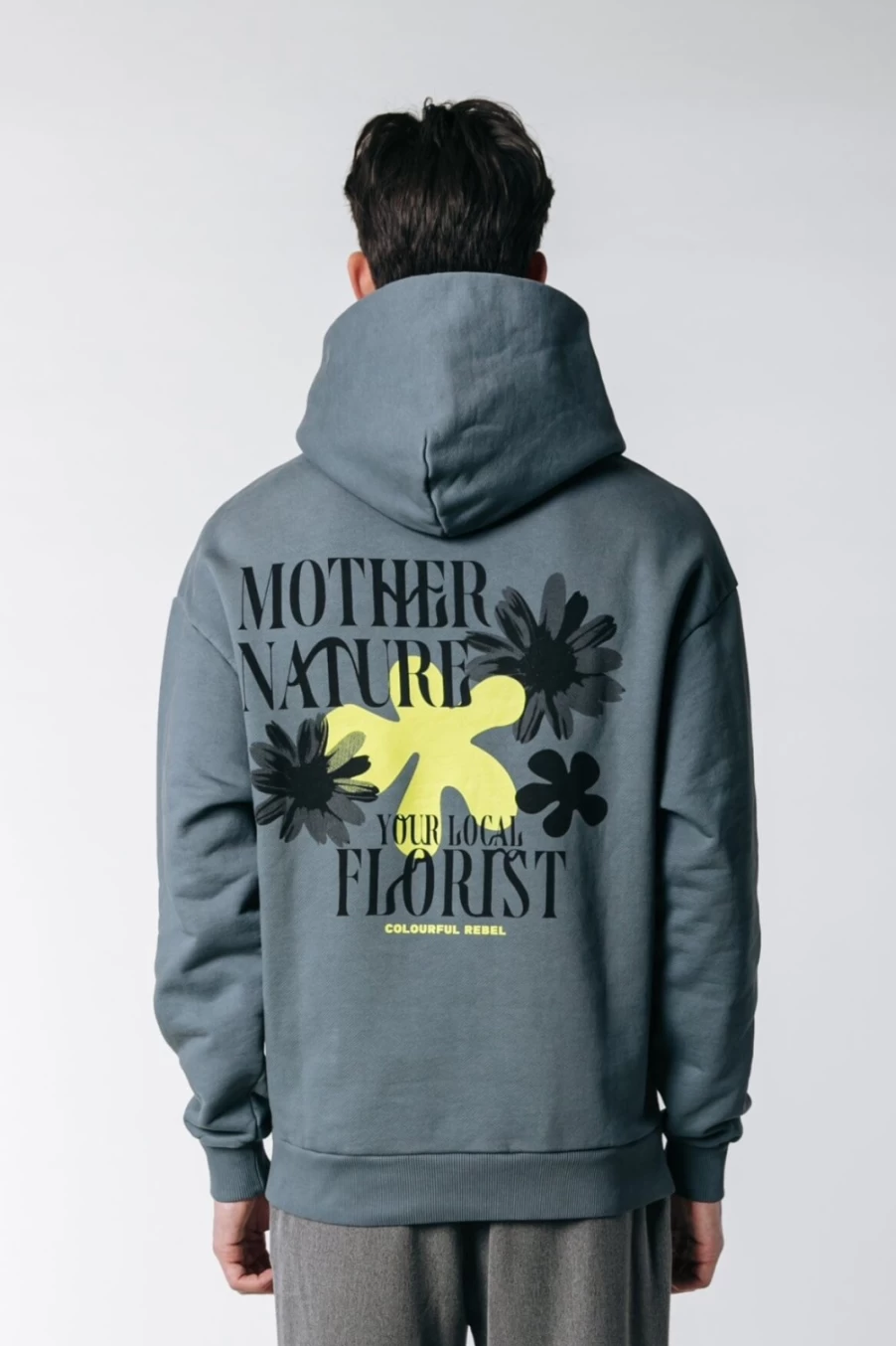 Colourful Rebel Men's Eco-Friendly Dark Grey Hoodie | Mother Nature Clean Design