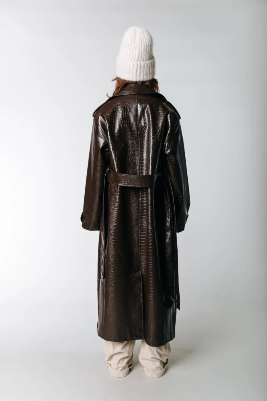 Colourful Rebel Women's Azalea Snakeskin Print Trench Coat in Cocoa Brown