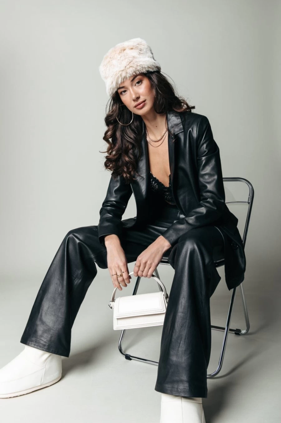 Colourful Rebel Women's Rikki Black Leather Boyfriend Blazer Jacket