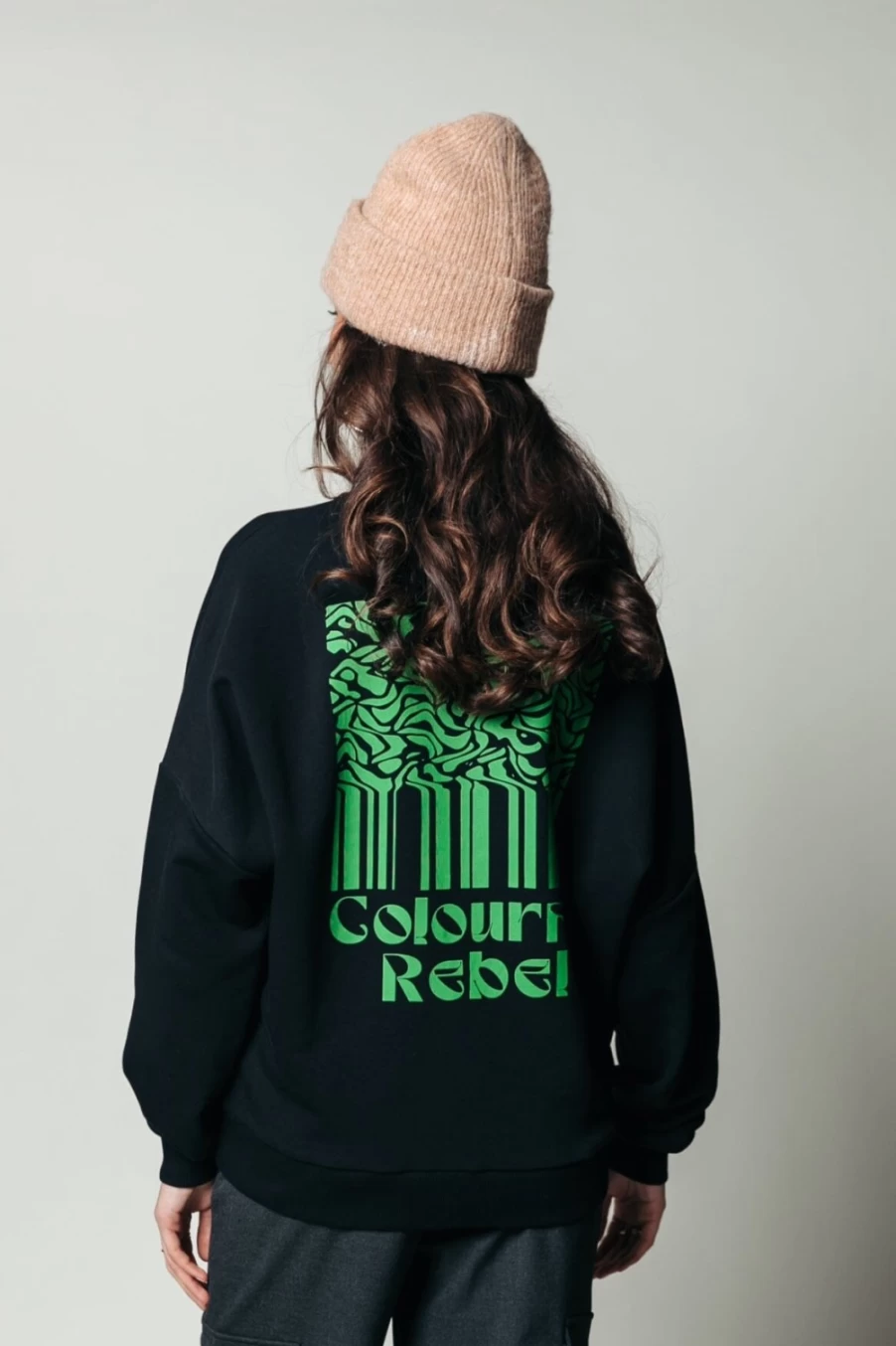 Colourful Rebel Women's Striped Waves Black Sweatshirt