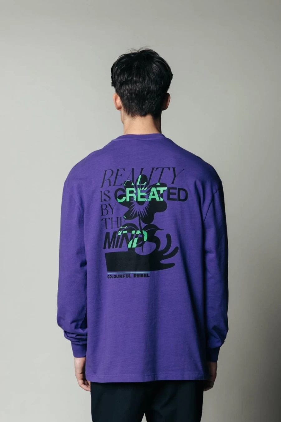 Colourful Rebel Men's Dark Purple Reality Long Sleeve Shirt