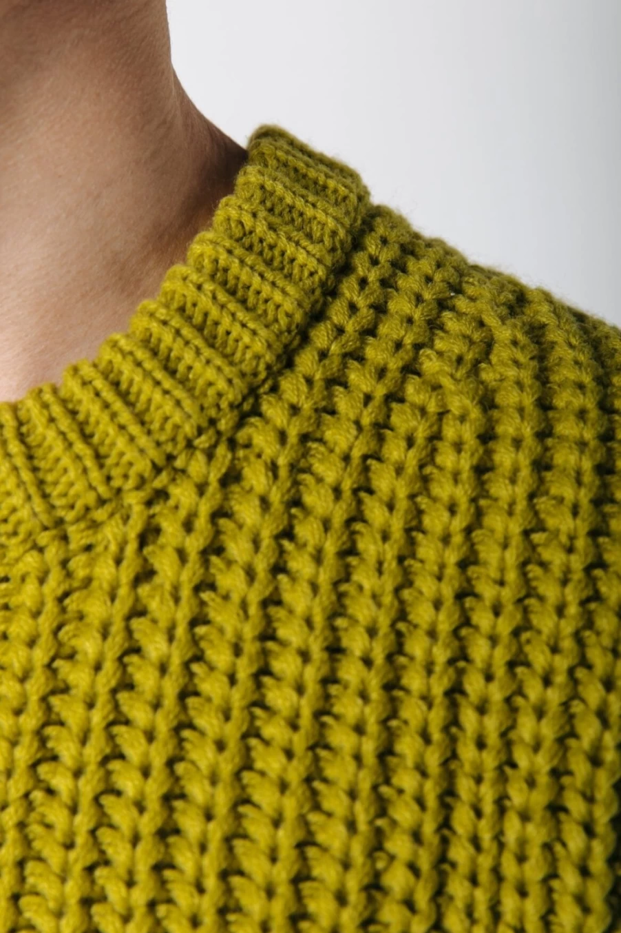 Colourful Rebel Men's Dean Rib Knit Sweater in Dark Lime Green | Slim Fit Casual Pullover