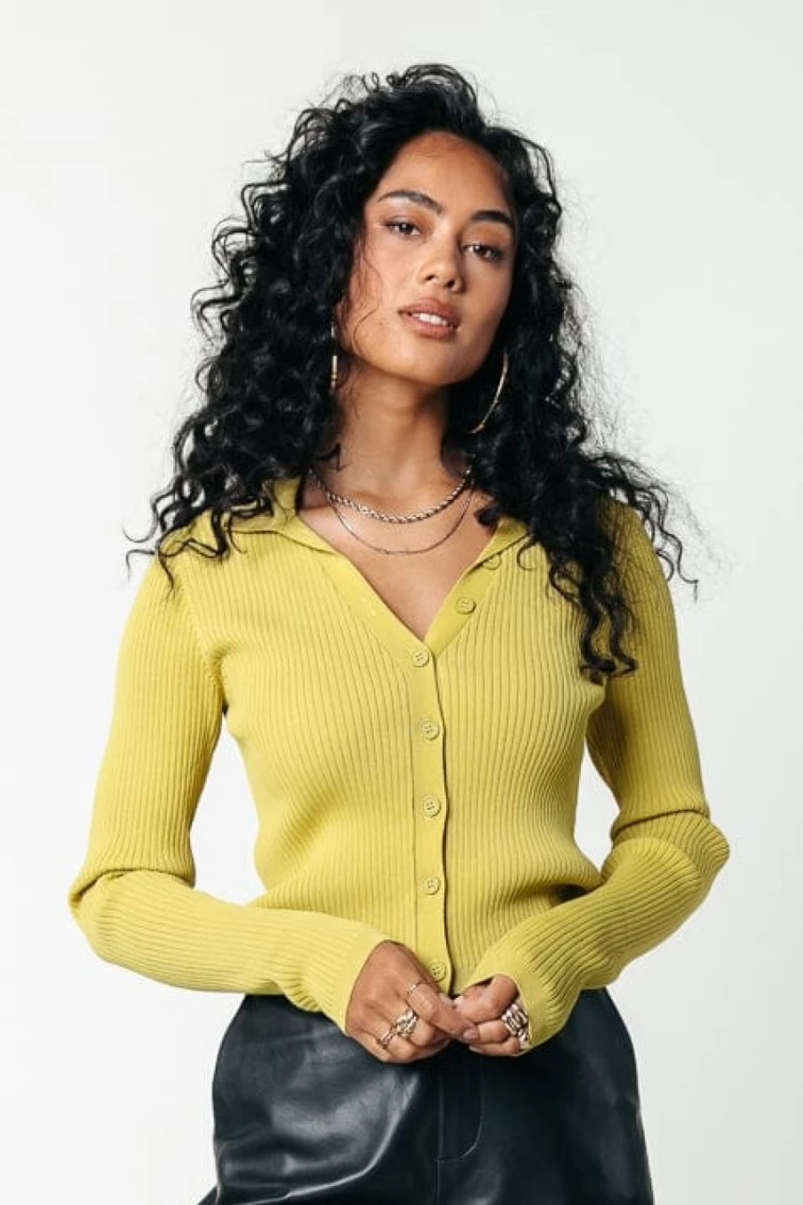 Colourful Rebel Women's Moon Green Nori Knit Polo Shirt