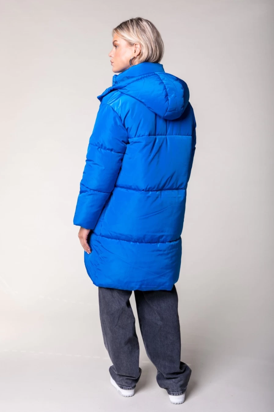 "Colourful Rebel Women's North Long Puffer Jacket in Bright Blue | Winter Warm Coat"