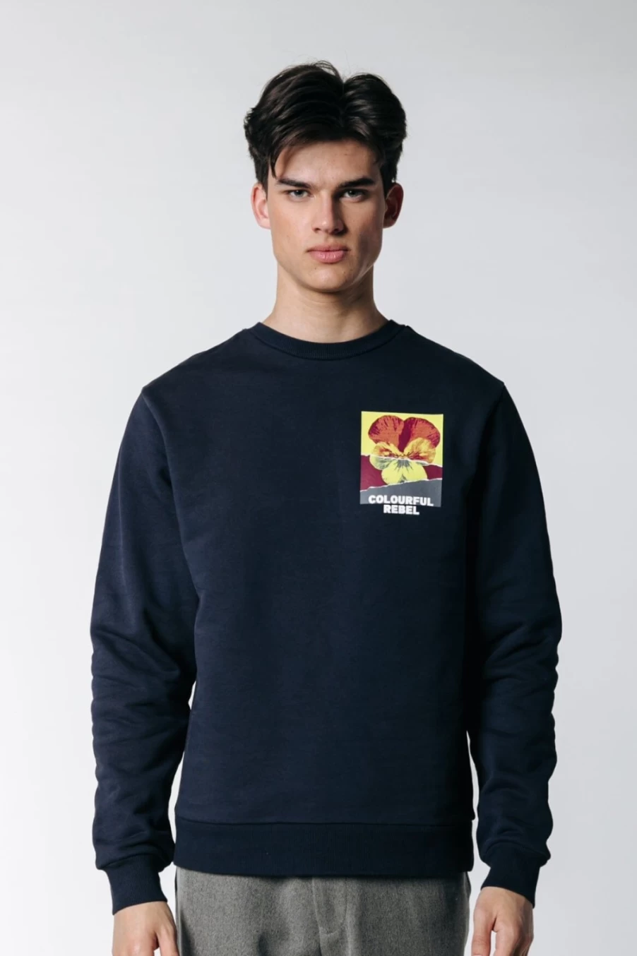 Colourful Rebel Men's Paper Violas Sweat Shirt in Navy Blue