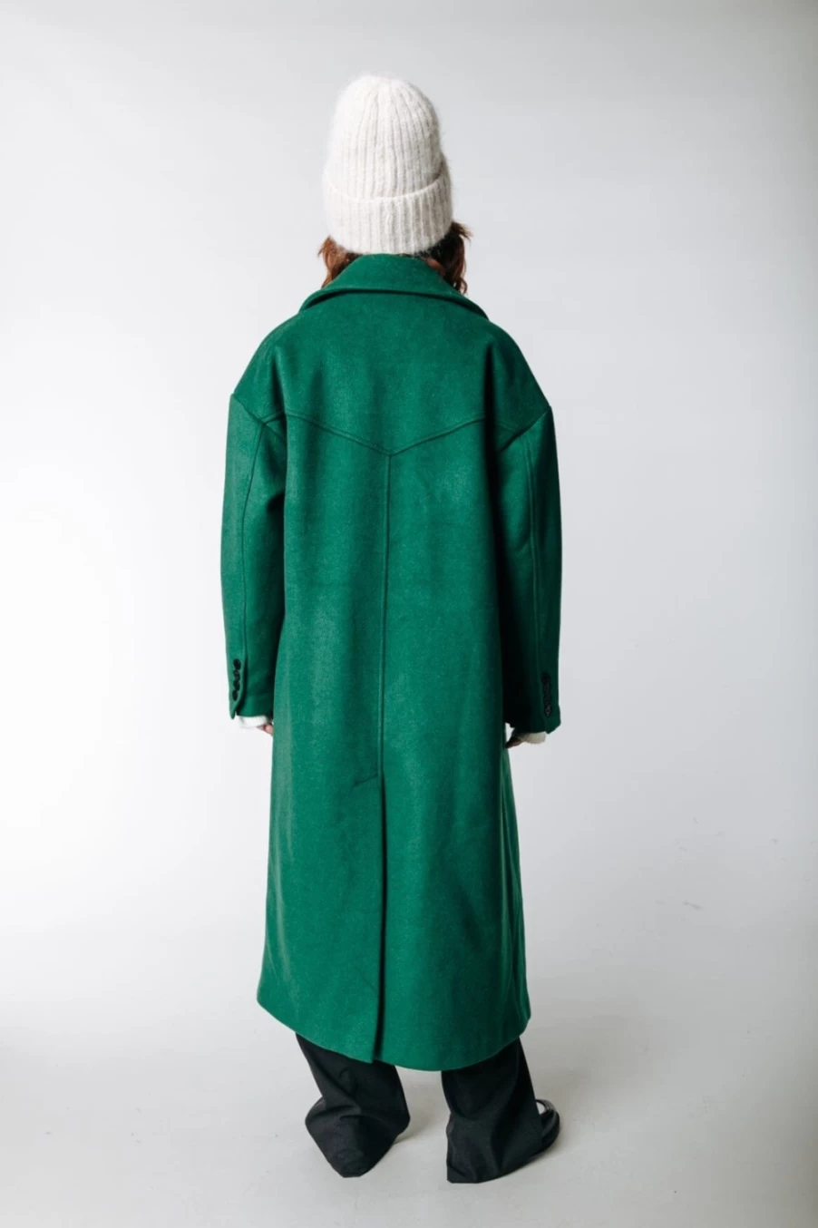 Colourful Rebel Women's Deep Green Double Breasted Wool Long Coat | Zania Style Winter Overcoat