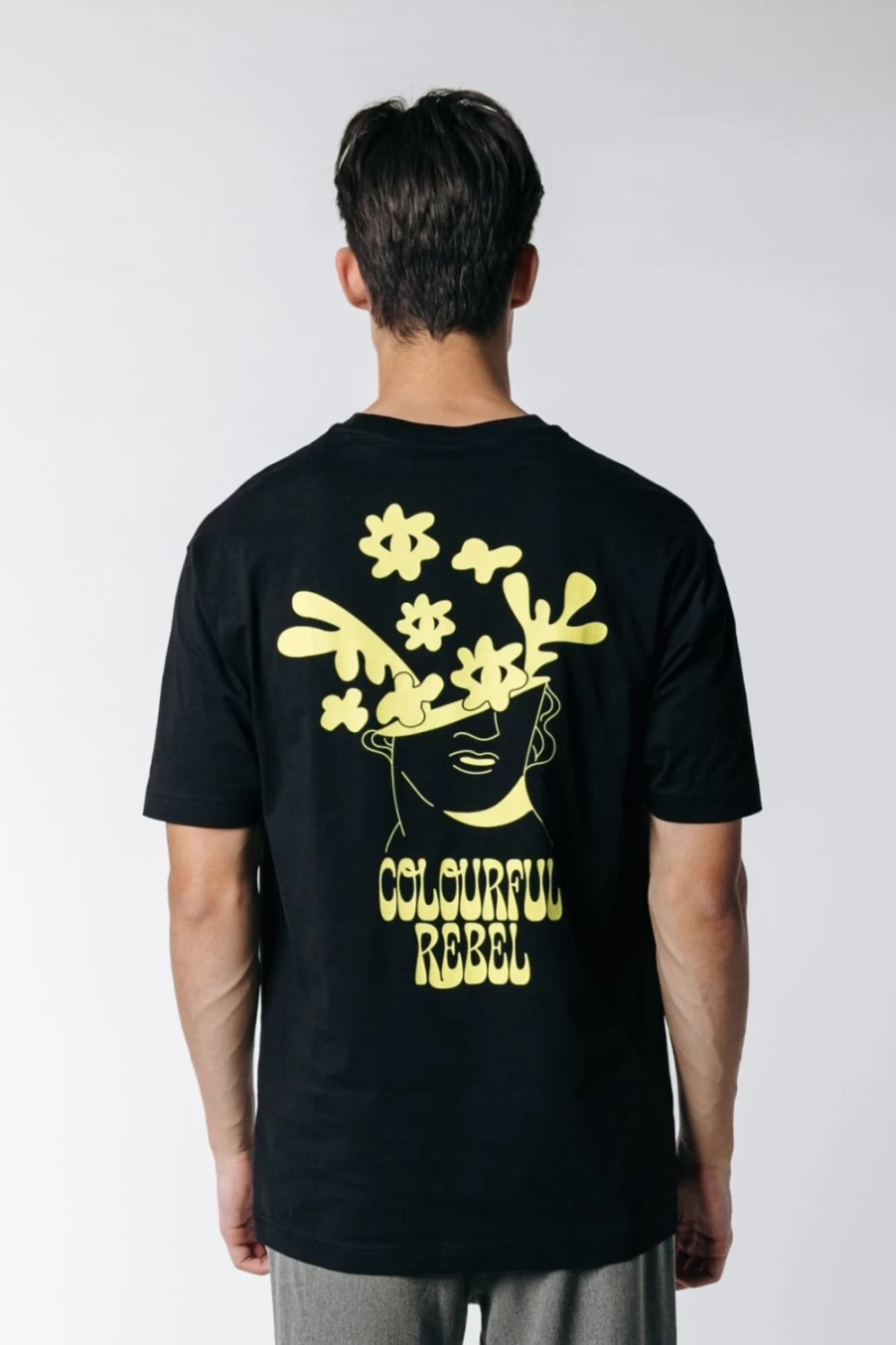 Colourful Rebel Men's Grow Tee - Black Organic Cotton T-Shirt for Men