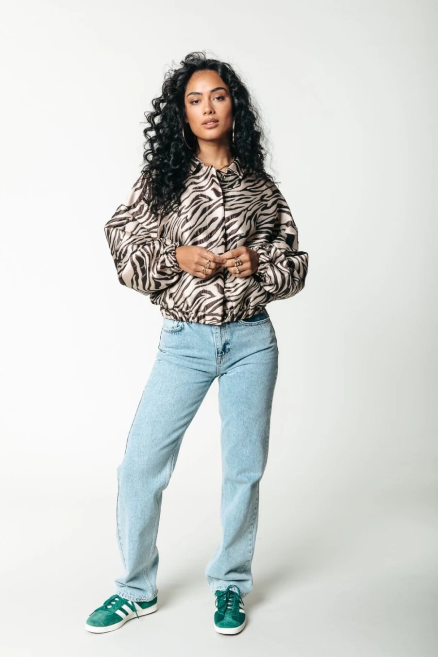 Colourful Rebel Women's Zebra Print Jacquard Bomber Jacket - Multicolor Bold Style