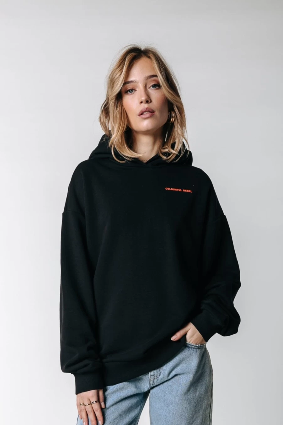 Colourful Rebel Women's Aqua Floral Hoodie - Black Stylish Pullover