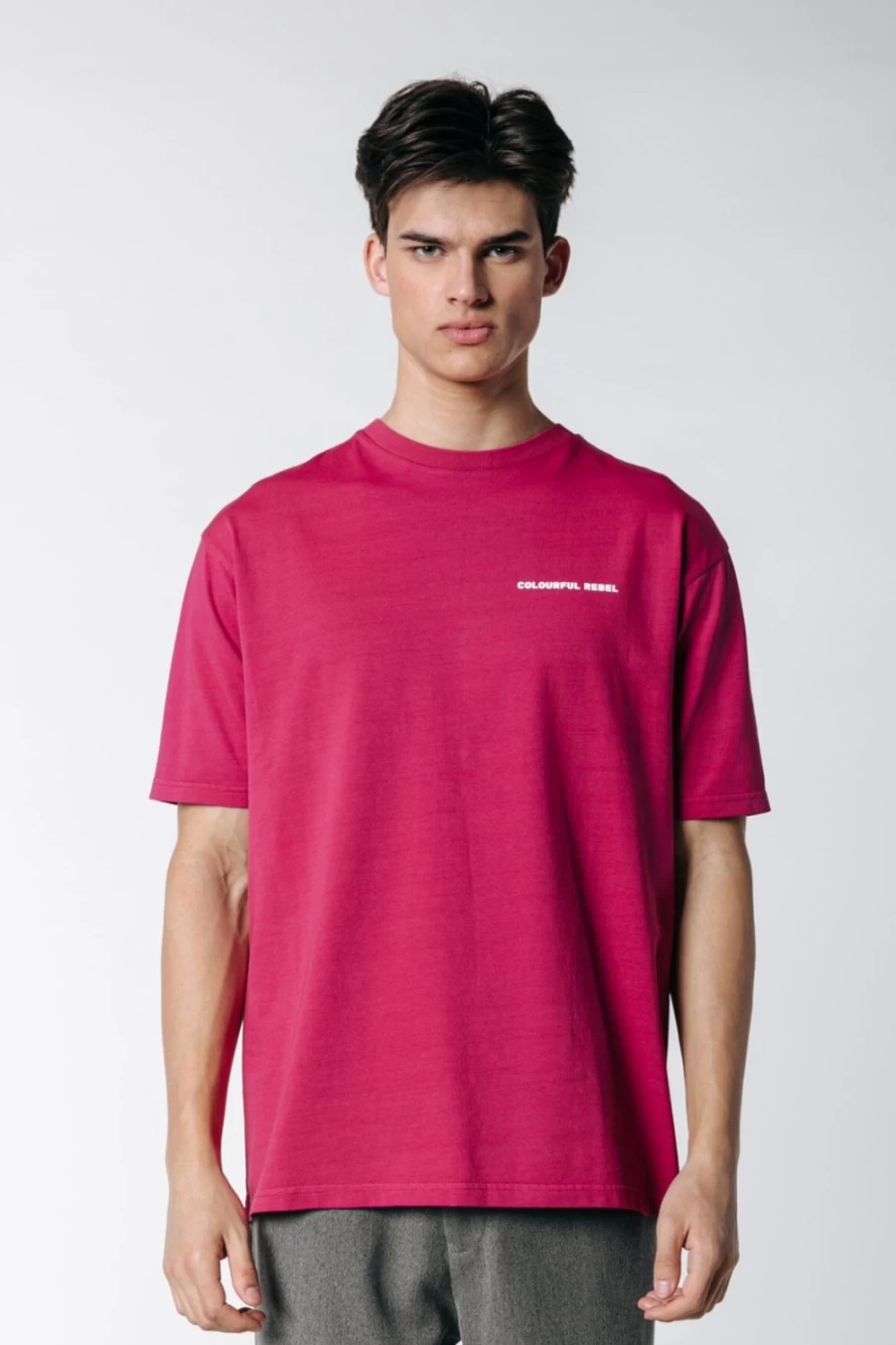 Colourful Rebel Men's Burgundy Uni Logo T-Shirt | Casual Cotton Tee