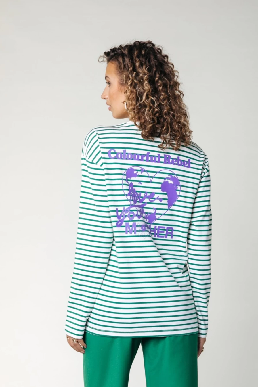 Colourful Rebel Women's Mother Earth Stripe Long Sleeve Tee in Off White