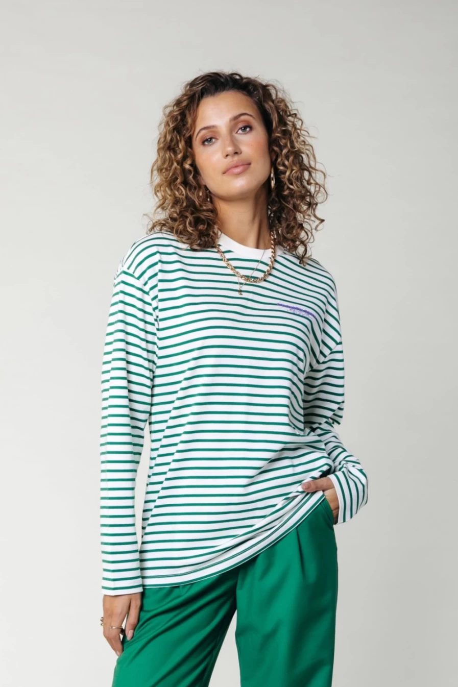Colourful Rebel Women's Mother Earth Stripe Long Sleeve Tee in Off White
