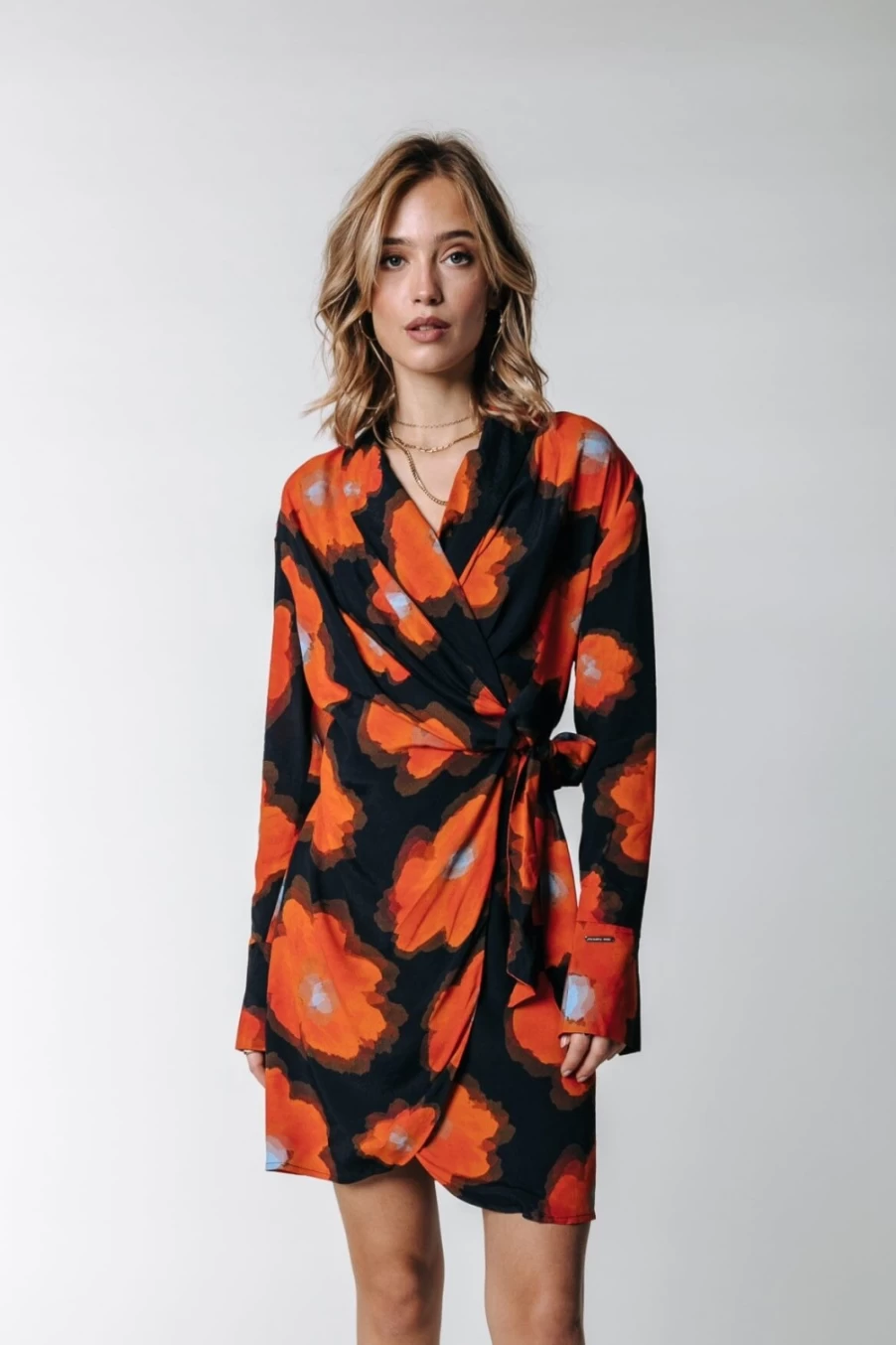 Colourful Rebel Women's Dorin Wrap Dress in Mandarin Orange - Stylish & Comfortable Summer Outfit