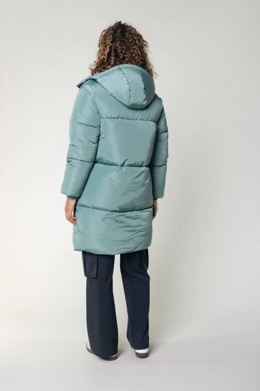 Colourful Rebel Women's Vintage Green Long Puffer Coat | Winter Warm Jacket