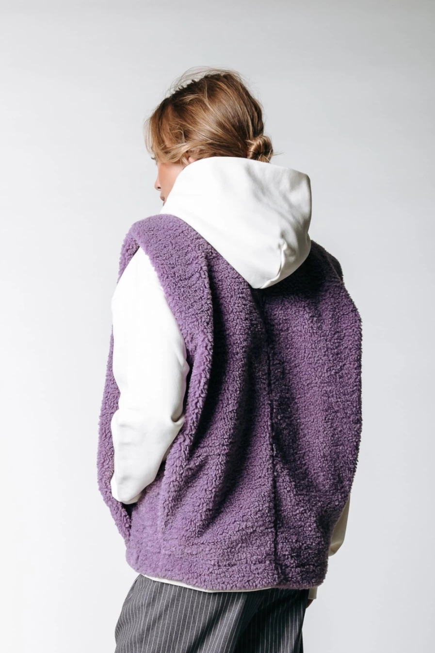 Colourful Rebel Women's Yoni Teddy Gilet in Light Lilac | Soft Fleece Vest