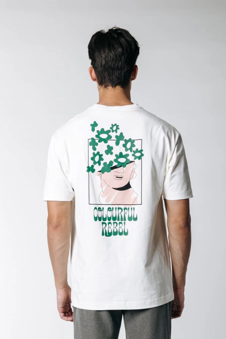 Colourful Rebel Men's Grow Tee in Off White | Stylish Cotton T-Shirt for Men