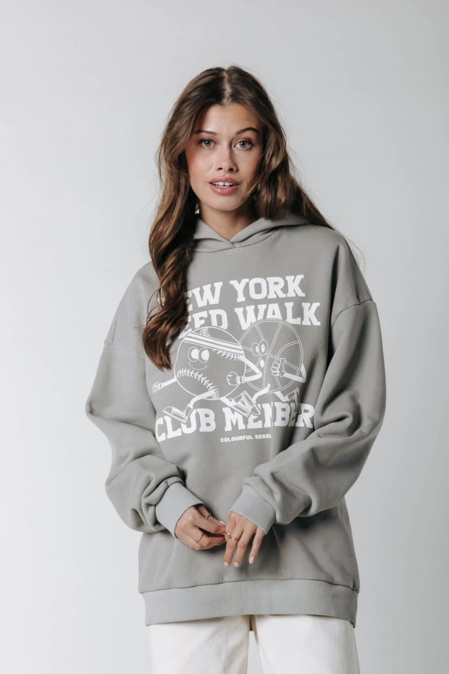 Colourful Rebel Women's Speed Walk Club Hoodie in Concrete Gray | Stylish & Comfortable Pullover