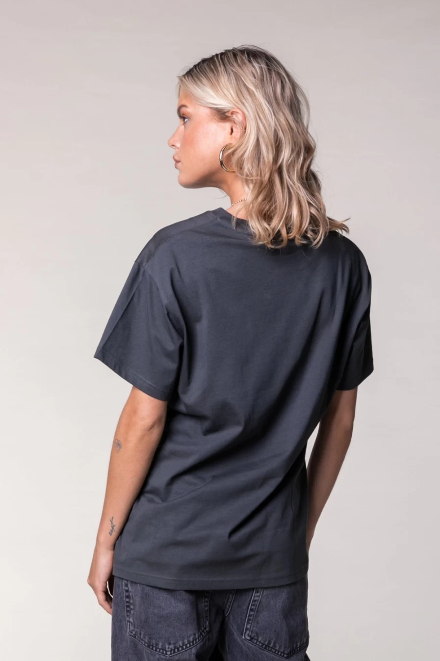 Colourful Rebel Women's Aqua Floral Loose Fit T-Shirt in Anthracite