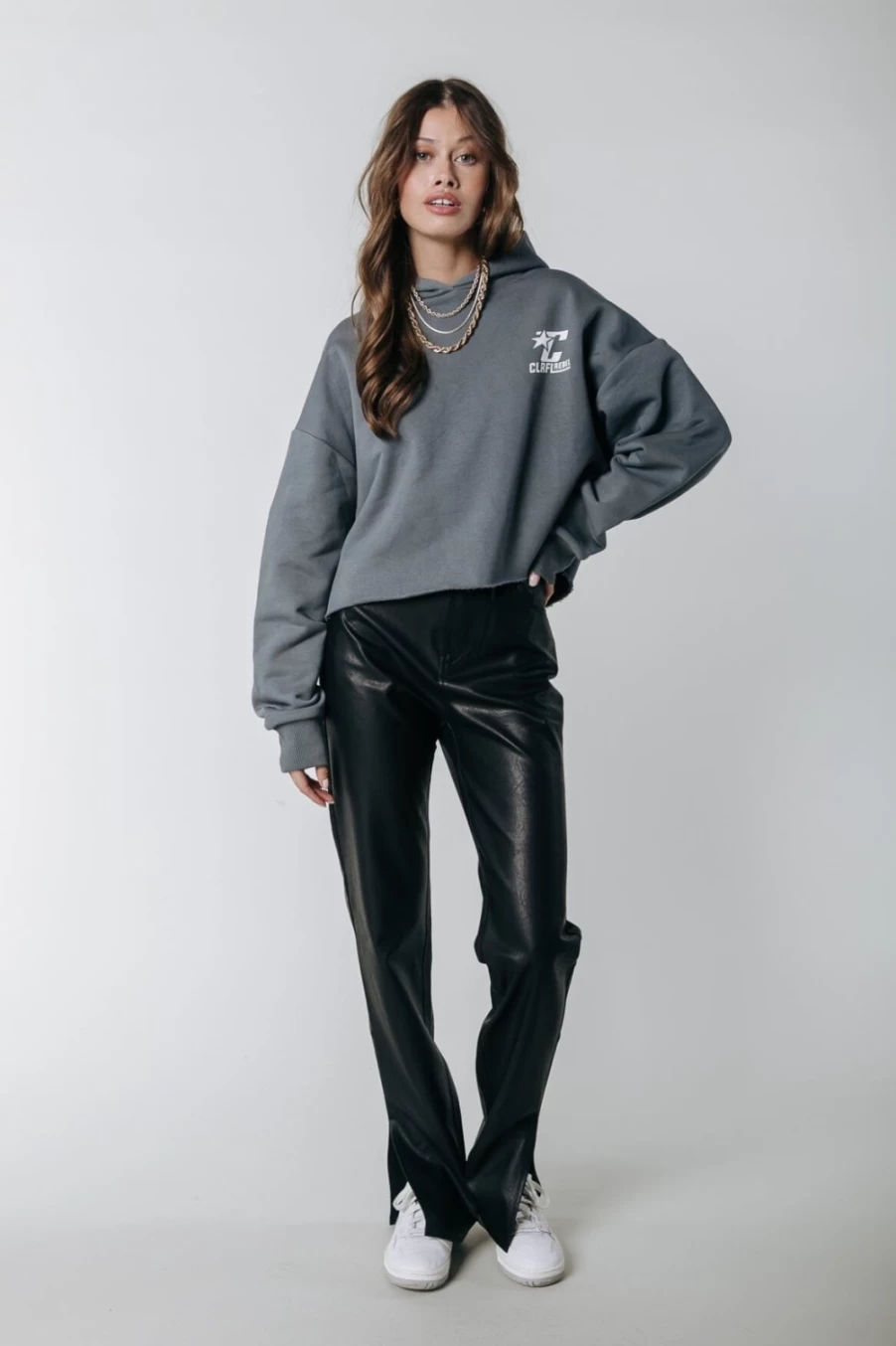 Colourful Rebel Women's Livia Mid Rise Vegan Leather Pants - Black