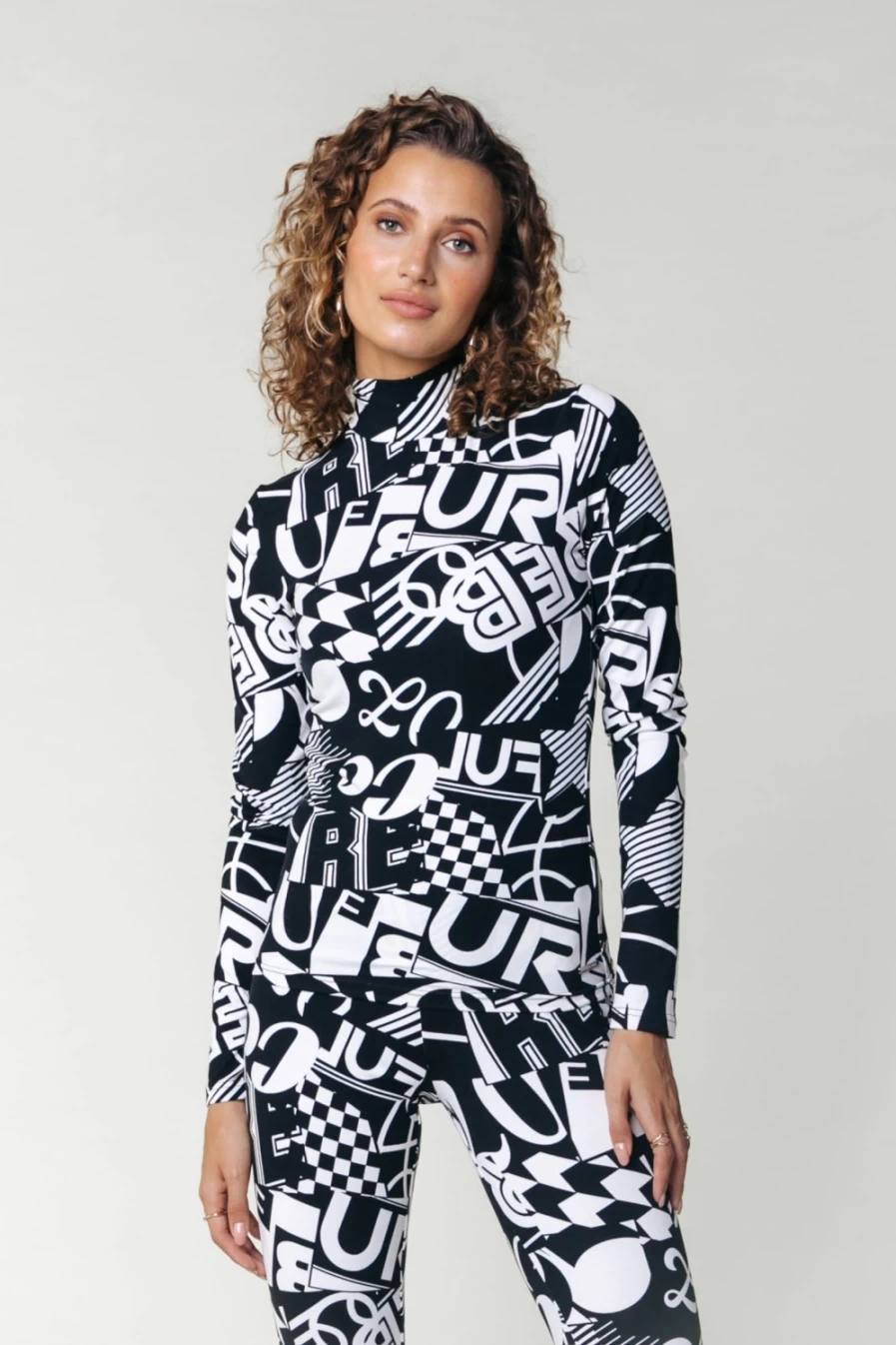 Colourful Rebel Women's Neyo Letter Top in Black and White | Stylish Graphic Print Blouse