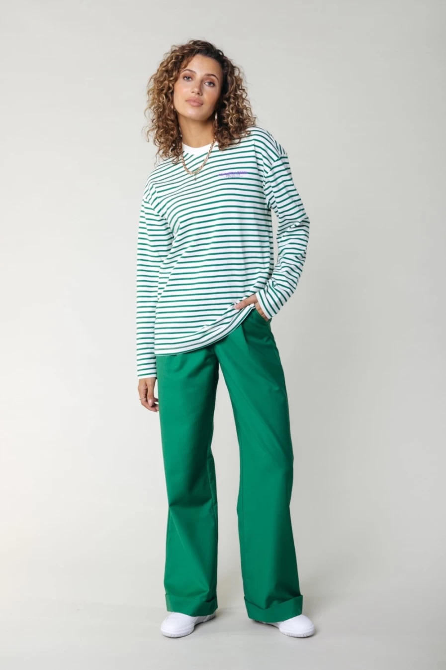Colourful Rebel Women's Alden Straight Pants in Deep Green