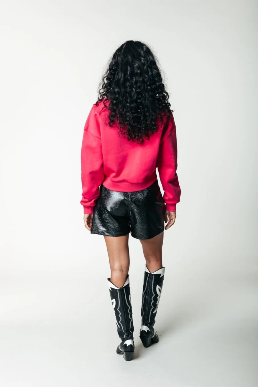 Colourful Rebel Women's Croco Vegan Leather Shorts in Black | Linde Style