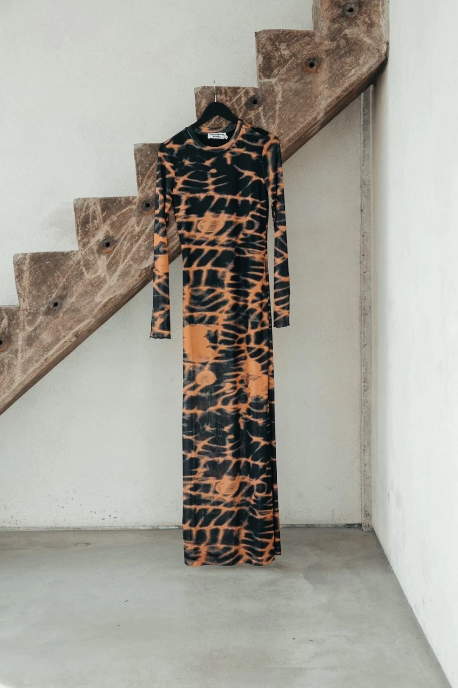Colourful Rebel Women's Mandarin Orange Animal Mesh Maxi Dress - Maude Style
