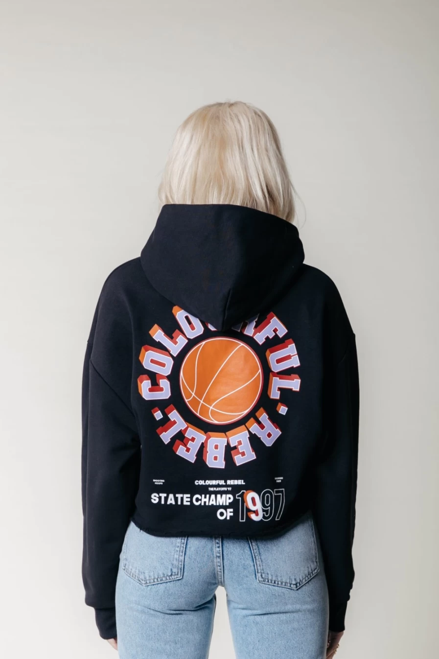 Colourful Rebel Women's State Champ Cropped Hoodie - Black