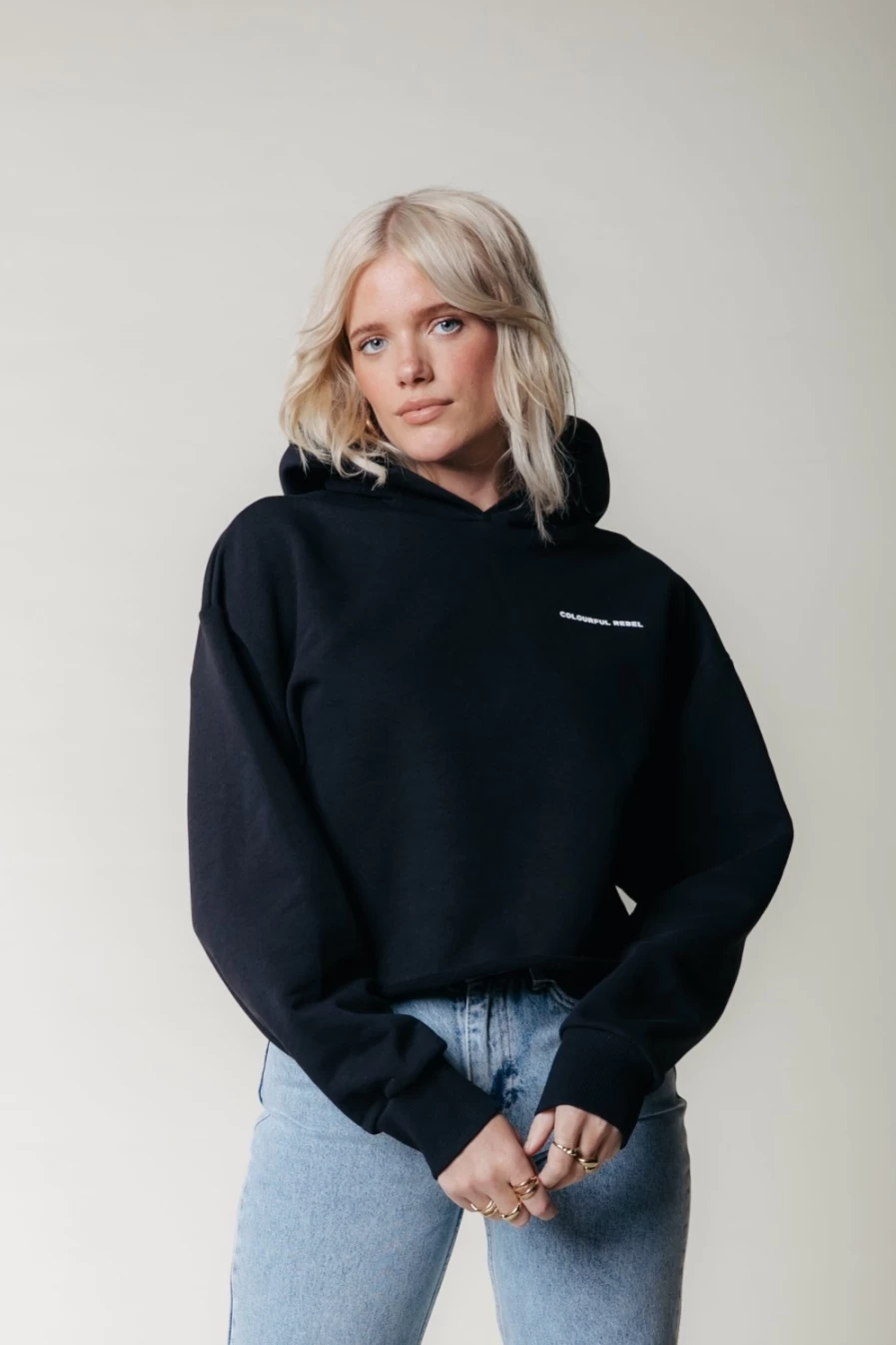 Colourful Rebel Women's State Champ Cropped Hoodie - Black