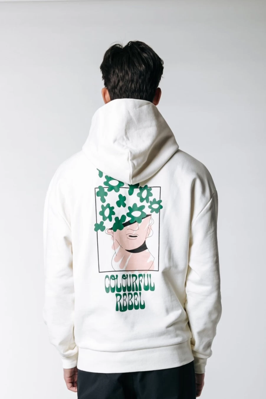 Colourful Rebel Men's Grow Clean Hoodie in Off White | Sustainable Streetwear