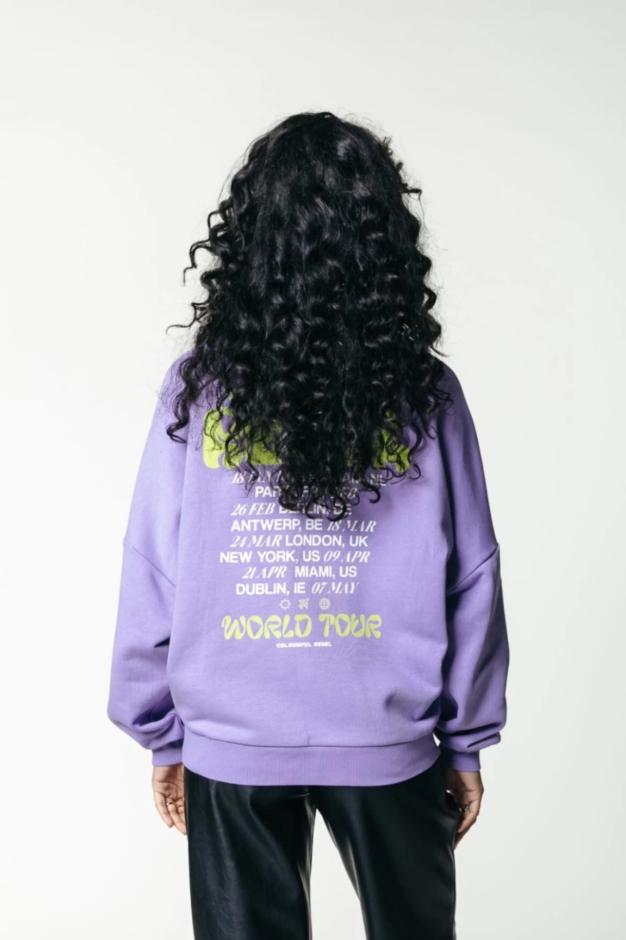 "Colourful Rebel Women's Lilac Drop Shoulder Sweatshirt | Oversized Text Design"