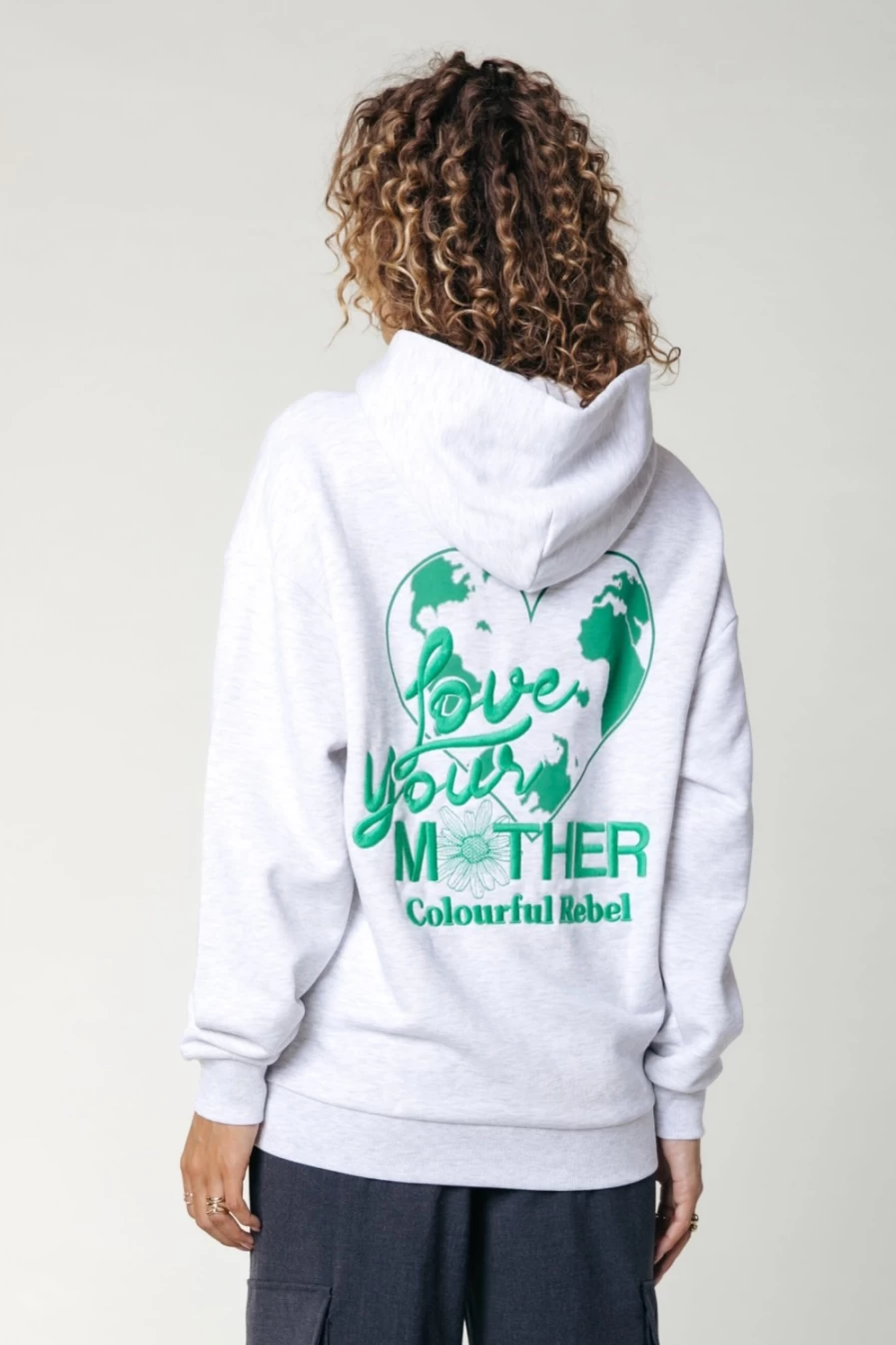 Colourful Rebel Women's Mother Earth Hoodie - Light Gray Melange Eco-Friendly Sweatshirt