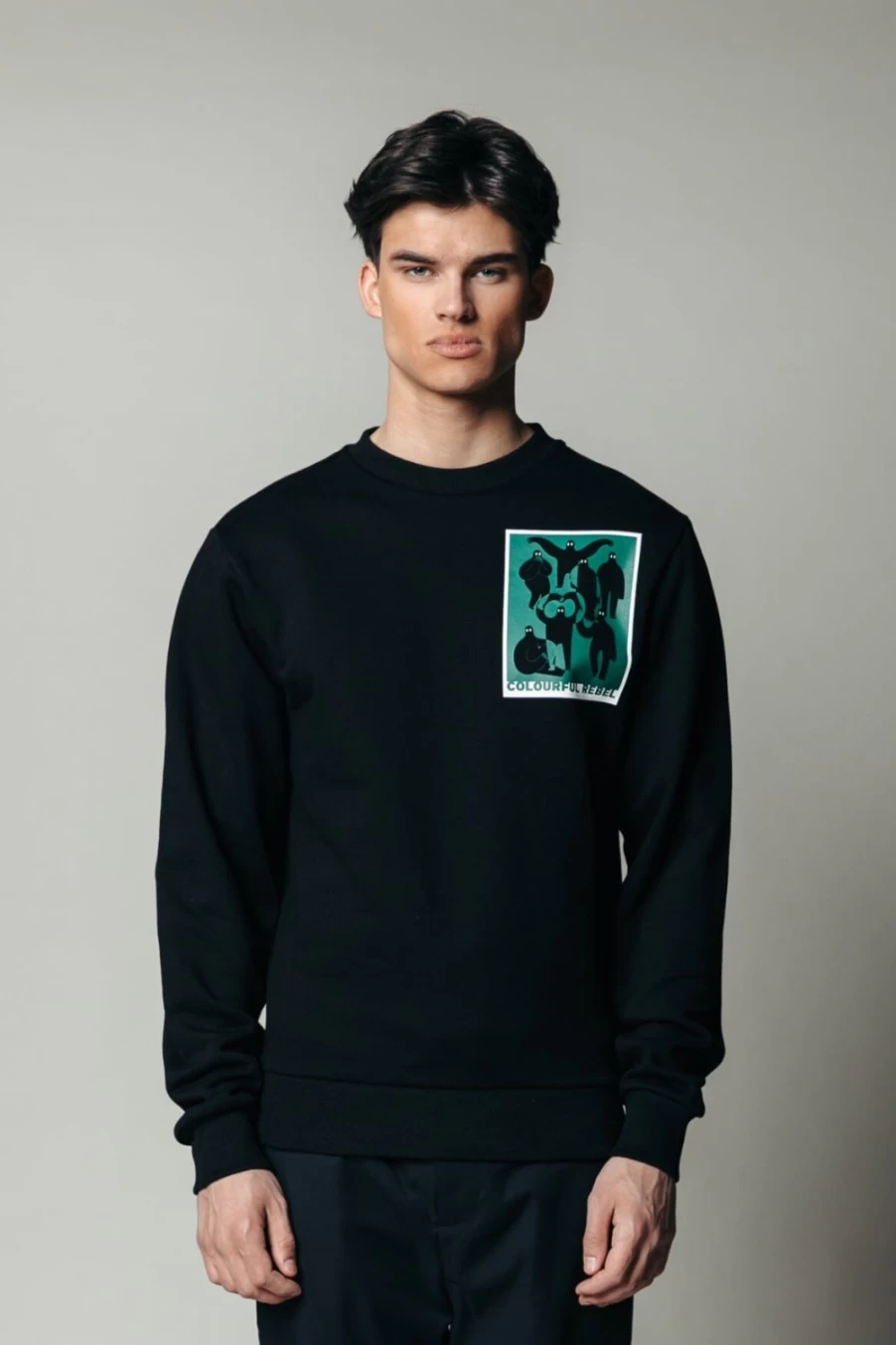 Colourful Rebel Men's Black Figures Sweat Hoodie
