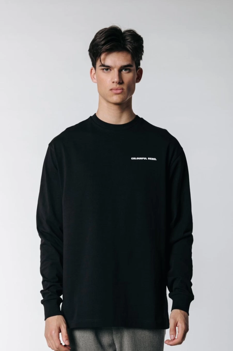 Colourful Rebel Men's Black Paper Violas Long Sleeve Shirt