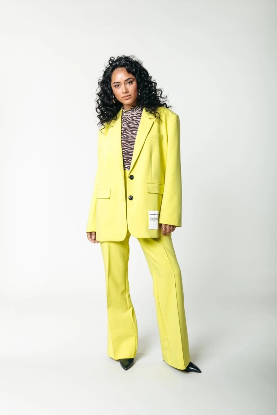 Colourful Rebel Women's Gemma Oversized Blazer in Neon Lime | Bold Statement Jacket
