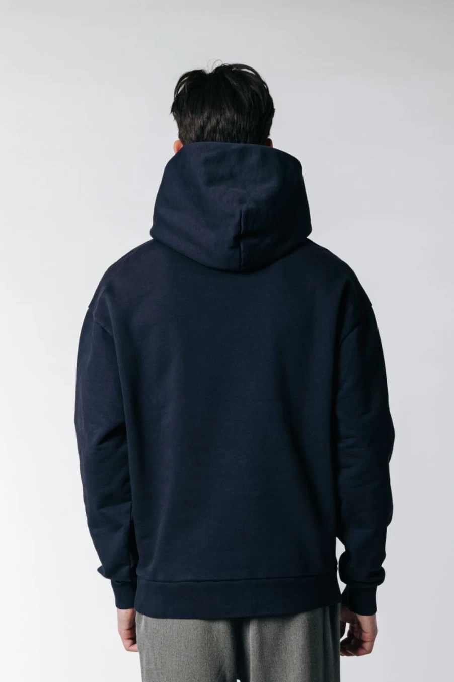 Colourful Rebel Men's Navy Uni Logo Relaxed Fit Hoodie