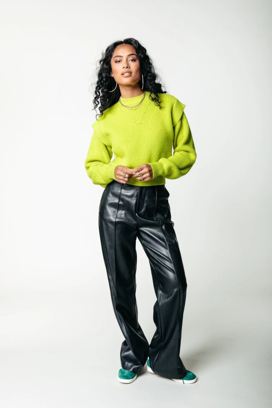 Colourful Rebel Women's Rus Vegan Leather Pants in Black | Faux Leather Trousers