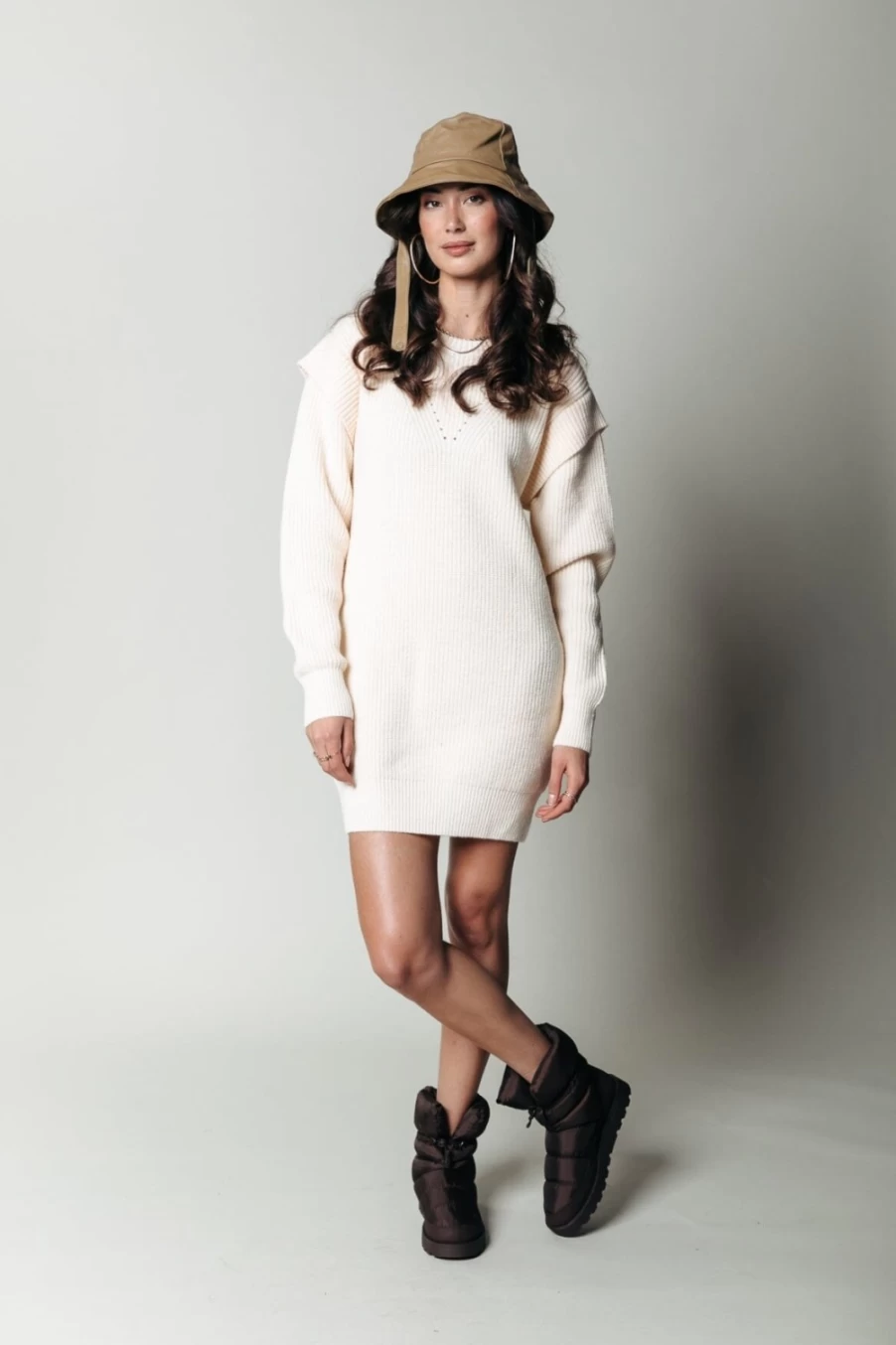 Colourful Rebel Women's Tiby Knit Dress in Champagne | Elegant Casual Wear